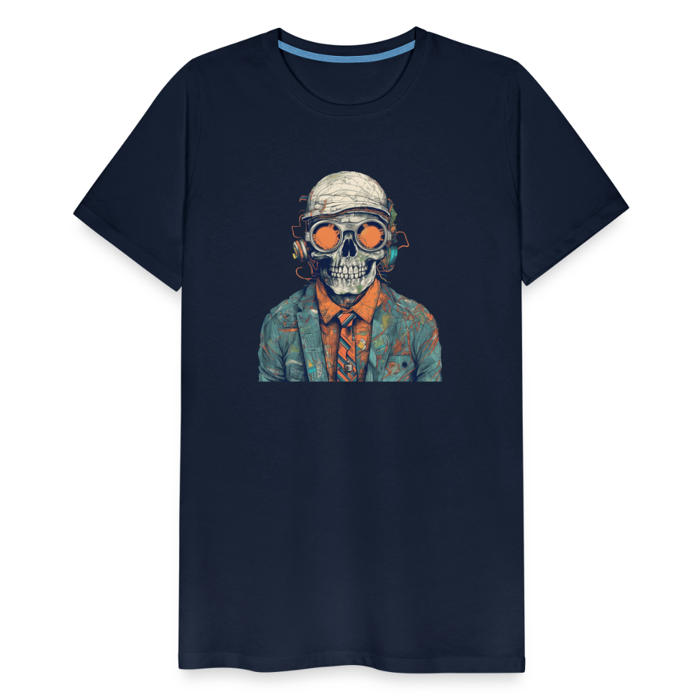 Cooles Skelett Portrait mit Sonnenbrille, Mütze - Männer Premium T-Shirt - Navy