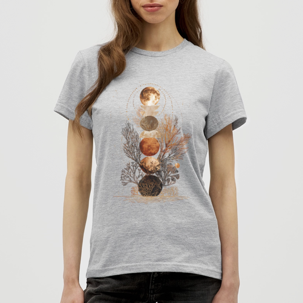 Coral Moons – Die Kraft der Gezeiten auf Stoff - Frauen T-Shirt - Grau meliert