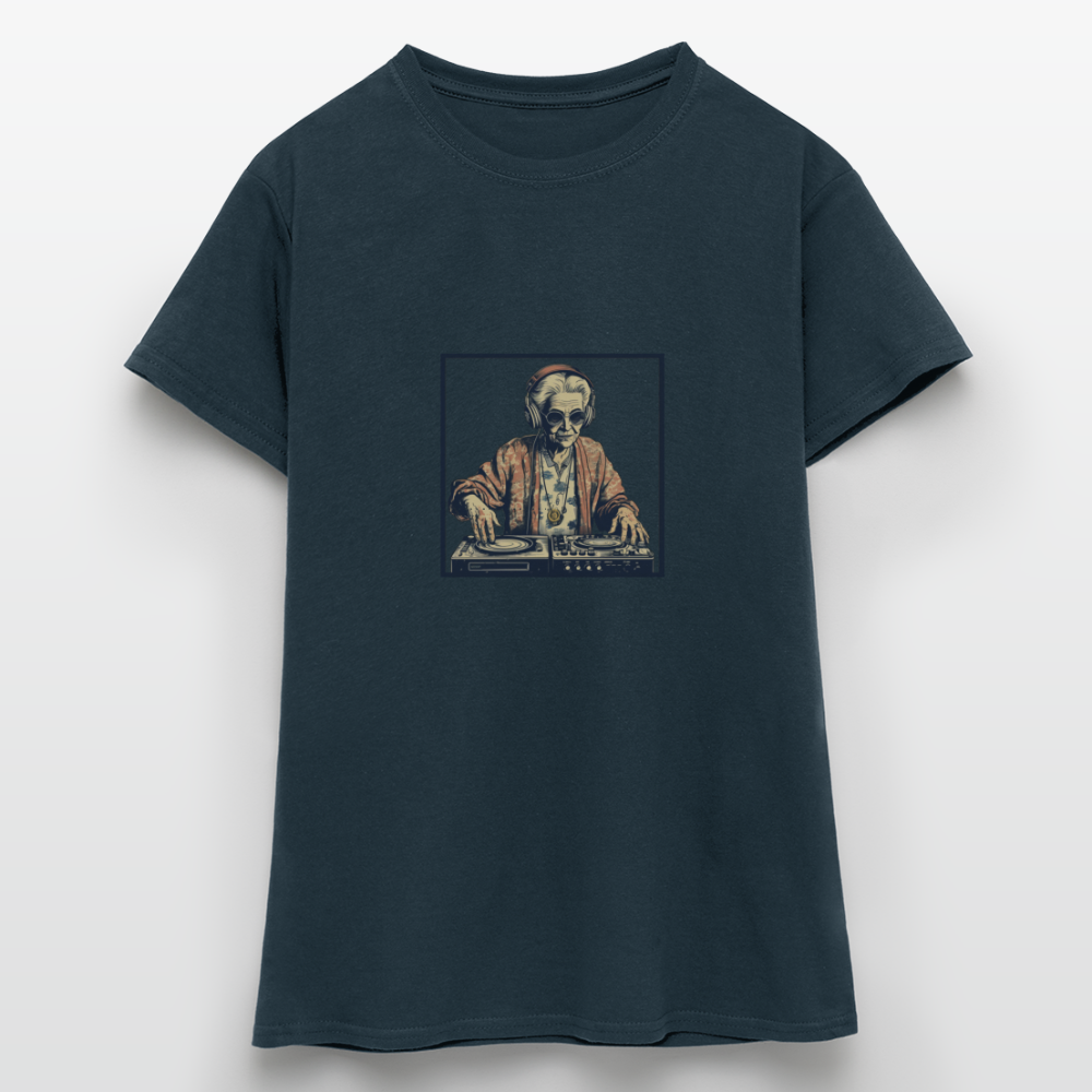 Coole alte Lady als DJane mit Kopfhörern - Frauen T-Shirt - Navy