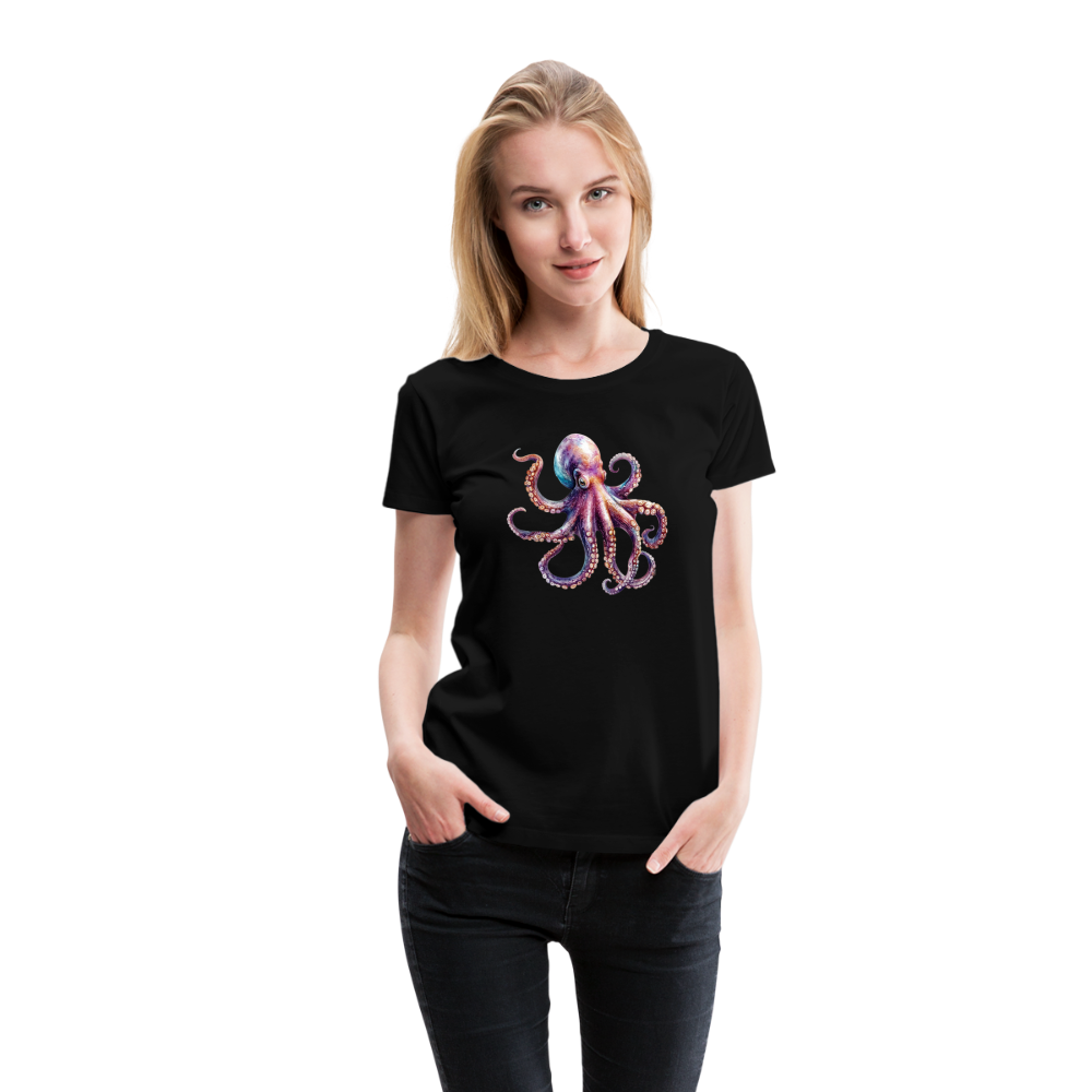 Cooles Wasserfarben Aquarell Oktopus Design - Frauen Premium T-Shirts - Schwarz