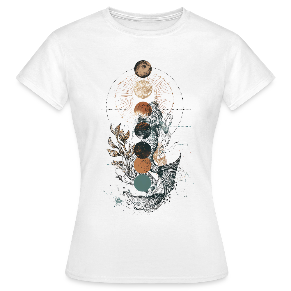 Mystic Mermaid – Mondphasen - Frauen T-Shirt - Weiß