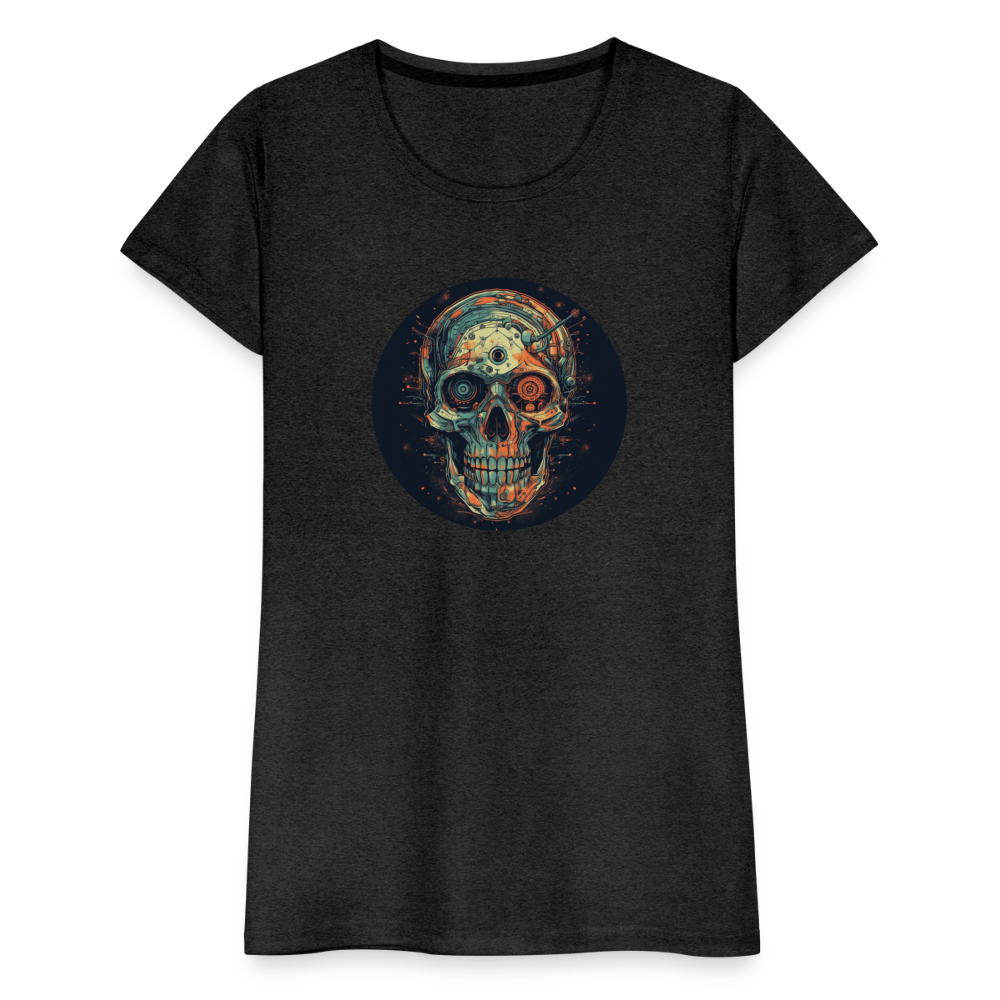 Retro Futuristischer Totenkopf Skull Cyborg- Frauen Premium T-Shirt - Anthrazit