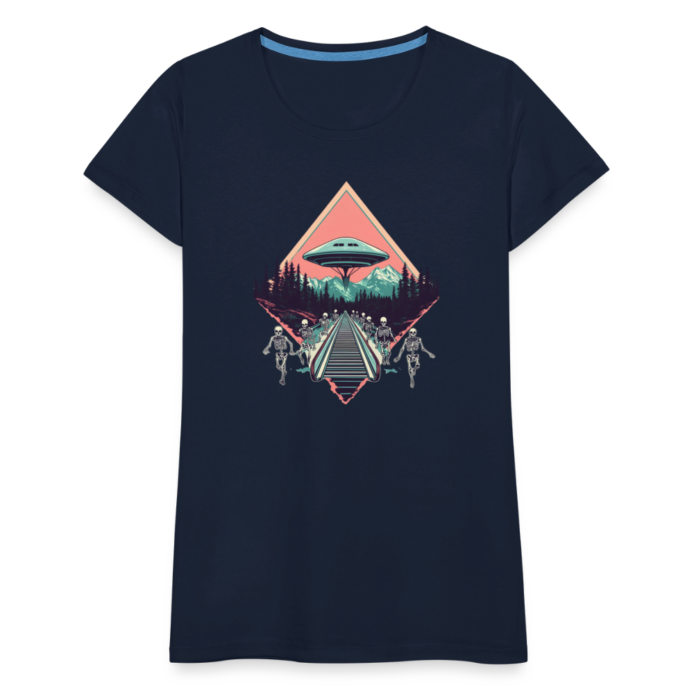 Retro UFO 80er Jahre Motiv - Frauen Premium T-Shirt - Navy
