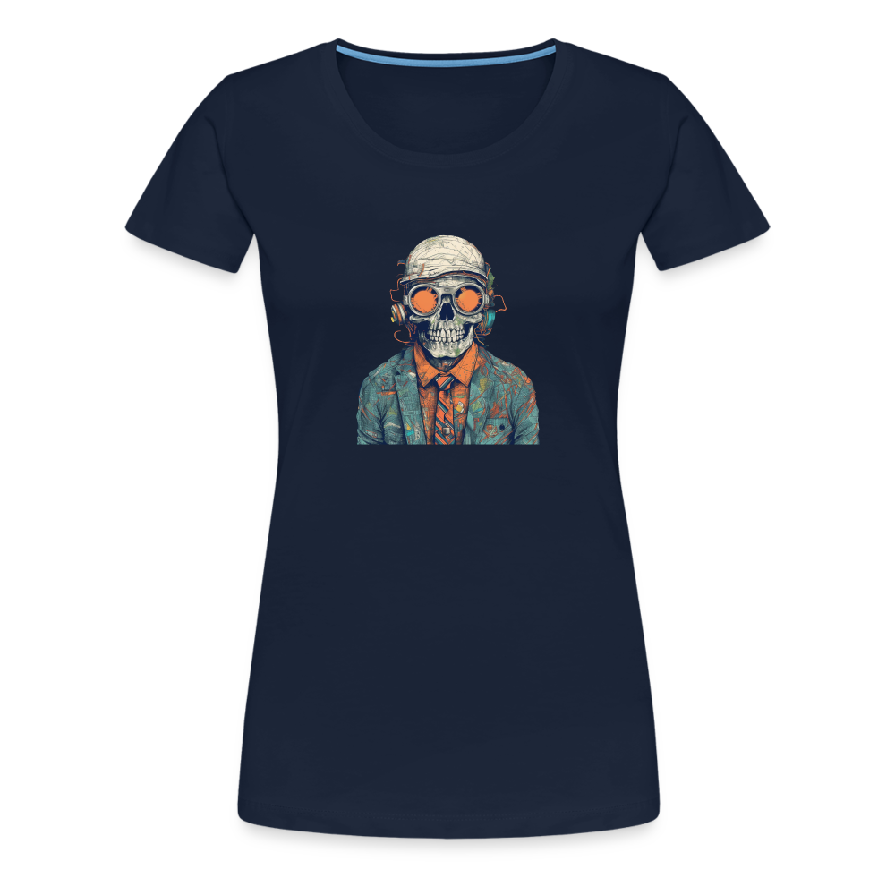 Cooles Skelett Portrait mit Sonnenbrille, Mütze - Frauen Premium T-Shirt - Navy