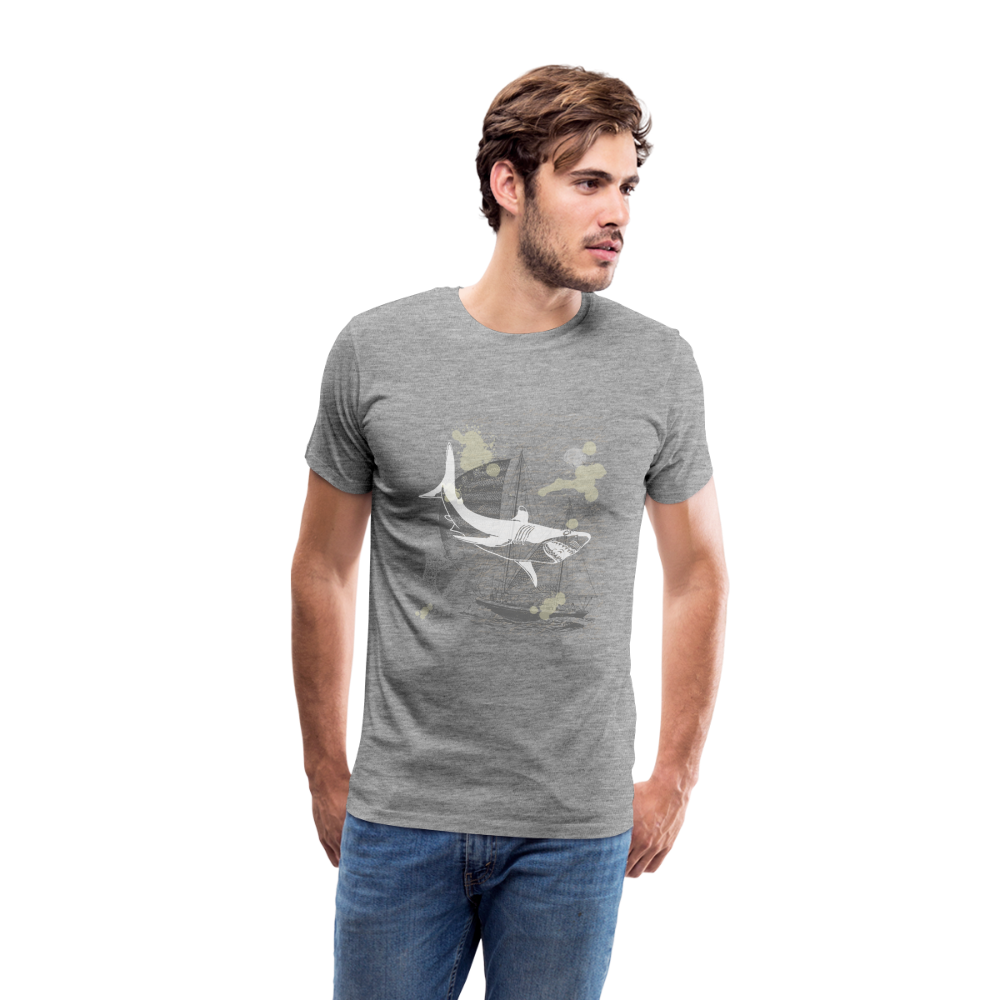 Vintage Steampunk Hai Motiv - Männer Premium T-Shirts - Grau meliert