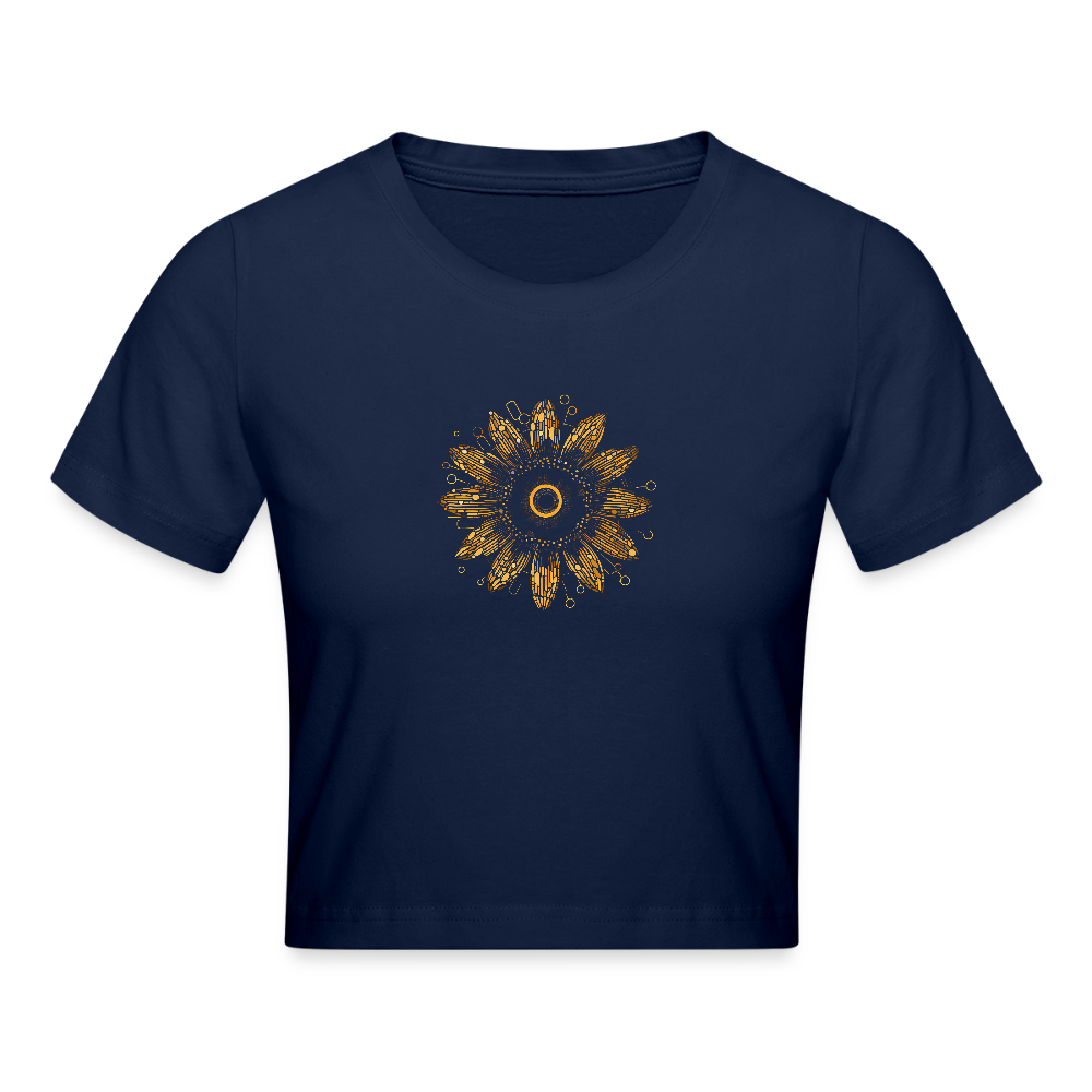 Boho Sonnenblumen Mandala Muster-- Cropped T-Shirt - Light Navy