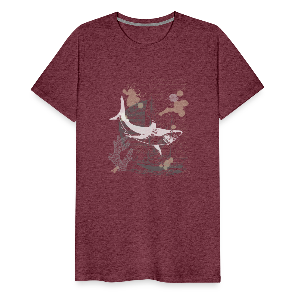 Vintage Steampunk Hai Motiv - Männer Premium T-Shirts - Bordeauxrot meliert