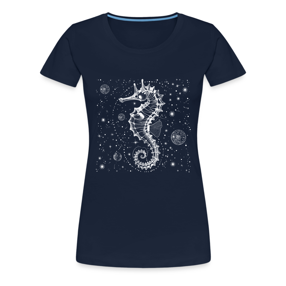 Vintage Weltraum Nautik Design Seepferd - Navy