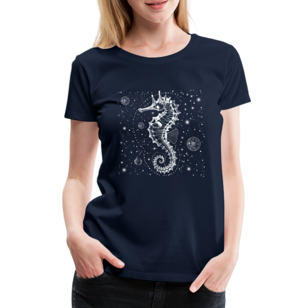 Vintage Weltraum Nautik Design Seepferd - Navy