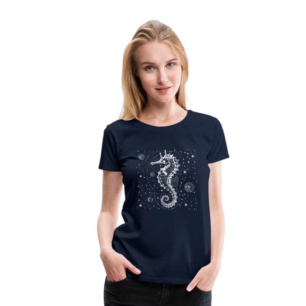 Vintage Weltraum Nautik Design Seepferd - Navy