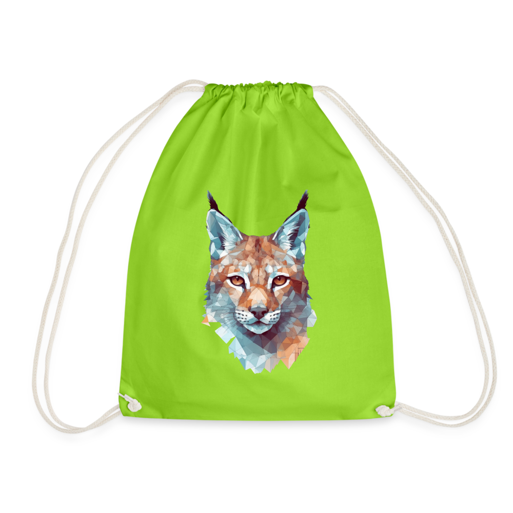 Geometrischer Luchs in Wasserfarben Optik - Turnbeutel - Neongrün