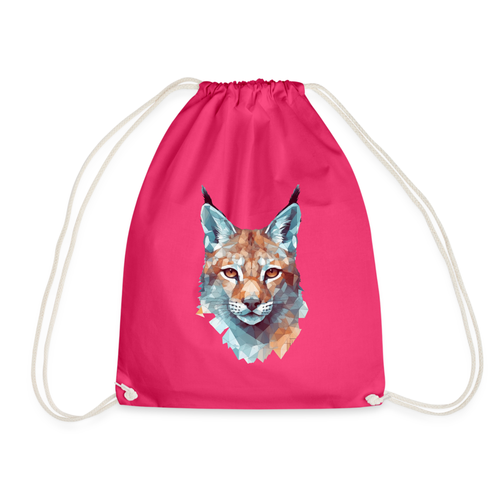 Geometrischer Luchs in Wasserfarben Optik - Turnbeutel - Fuchsia