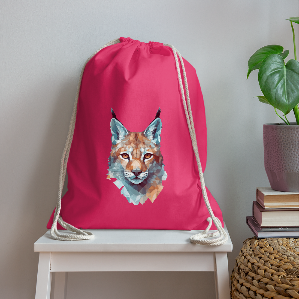 Geometrischer Luchs in Wasserfarben Optik - Turnbeutel - Fuchsia