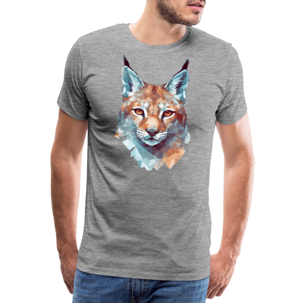Geometrischer Luchs in Wasserfarben Optik - T-Shirt Männer - Grau meliert