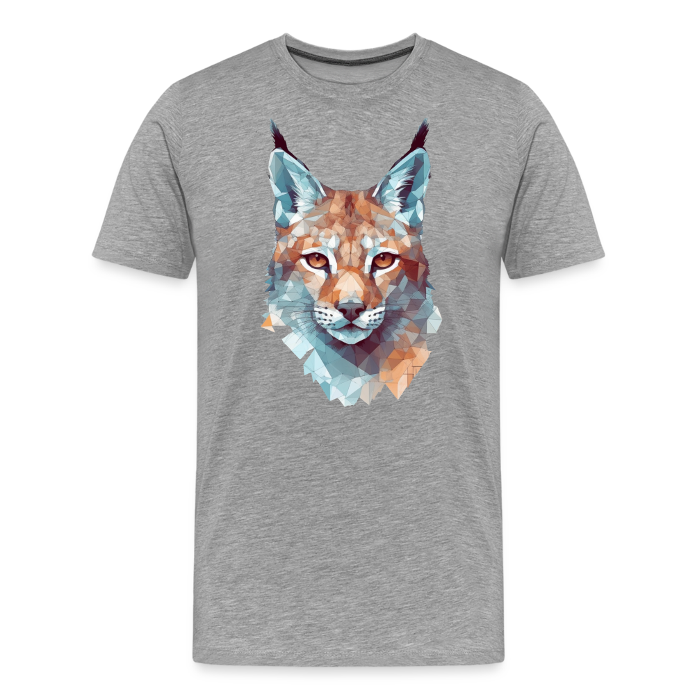 Geometrischer Luchs in Wasserfarben Optik - T-Shirt Männer - Grau meliert