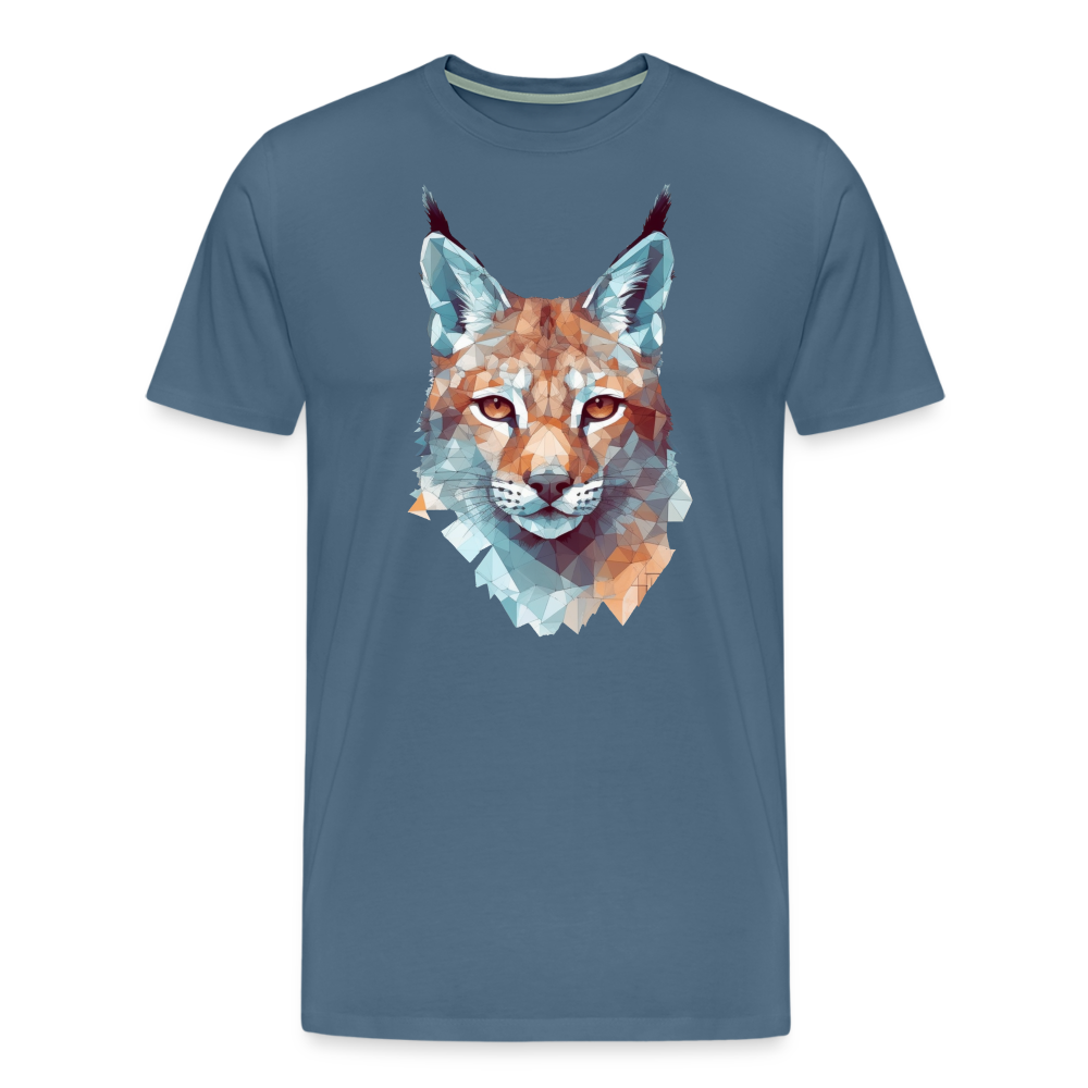 Geometrischer Luchs in Wasserfarben Optik - T-Shirt Männer - Blaugrau