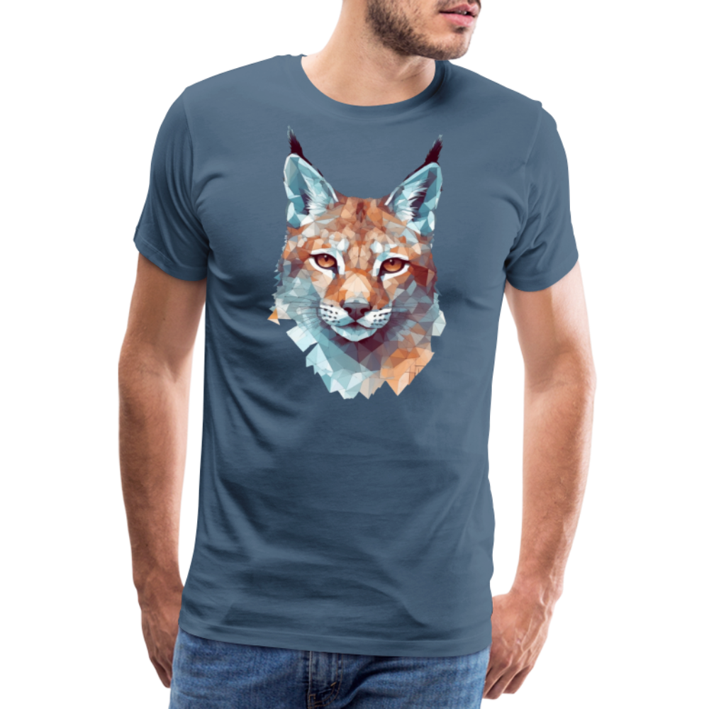 Geometrischer Luchs in Wasserfarben Optik - T-Shirt Männer - Blaugrau