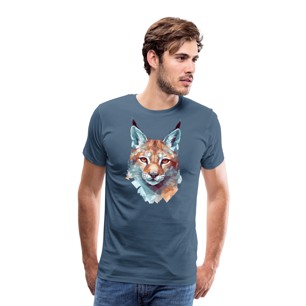 Geometrischer Luchs in Wasserfarben Optik - T-Shirt Männer - Blaugrau