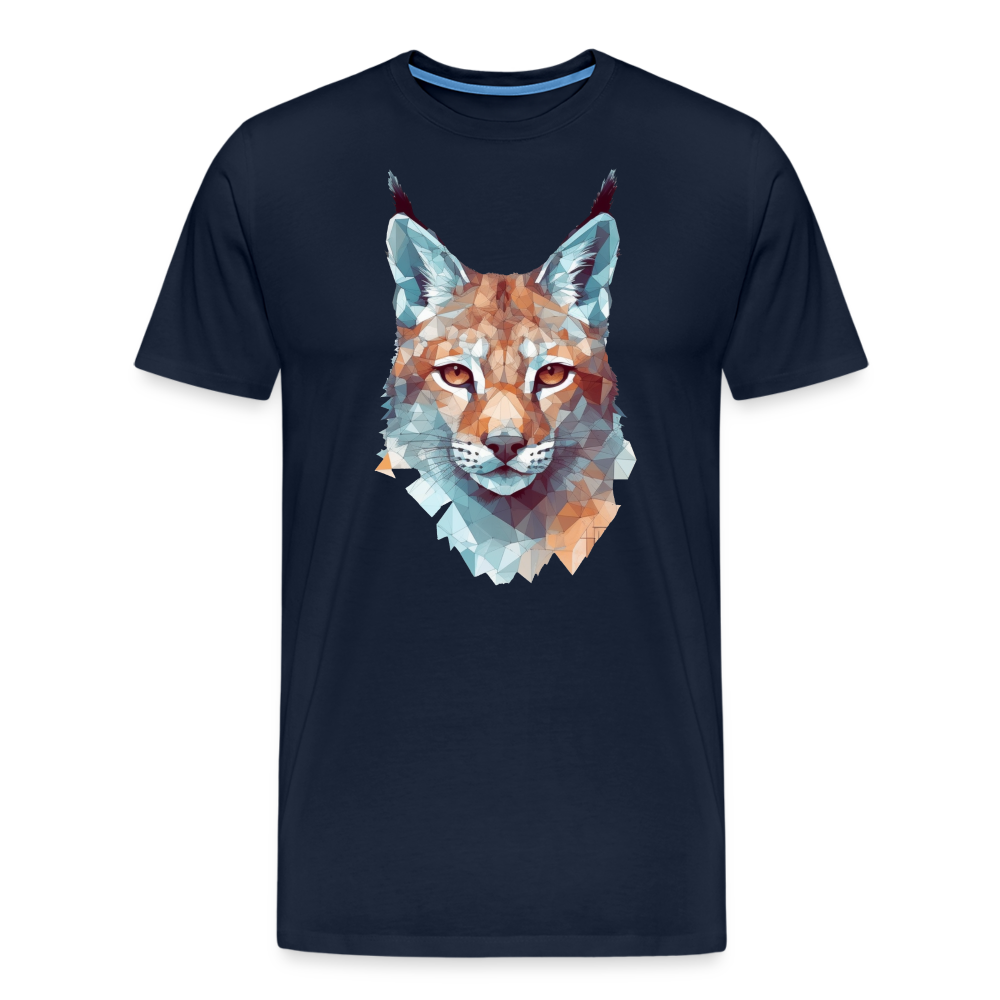Geometrischer Luchs in Wasserfarben Optik - T-Shirt Männer - Navy
