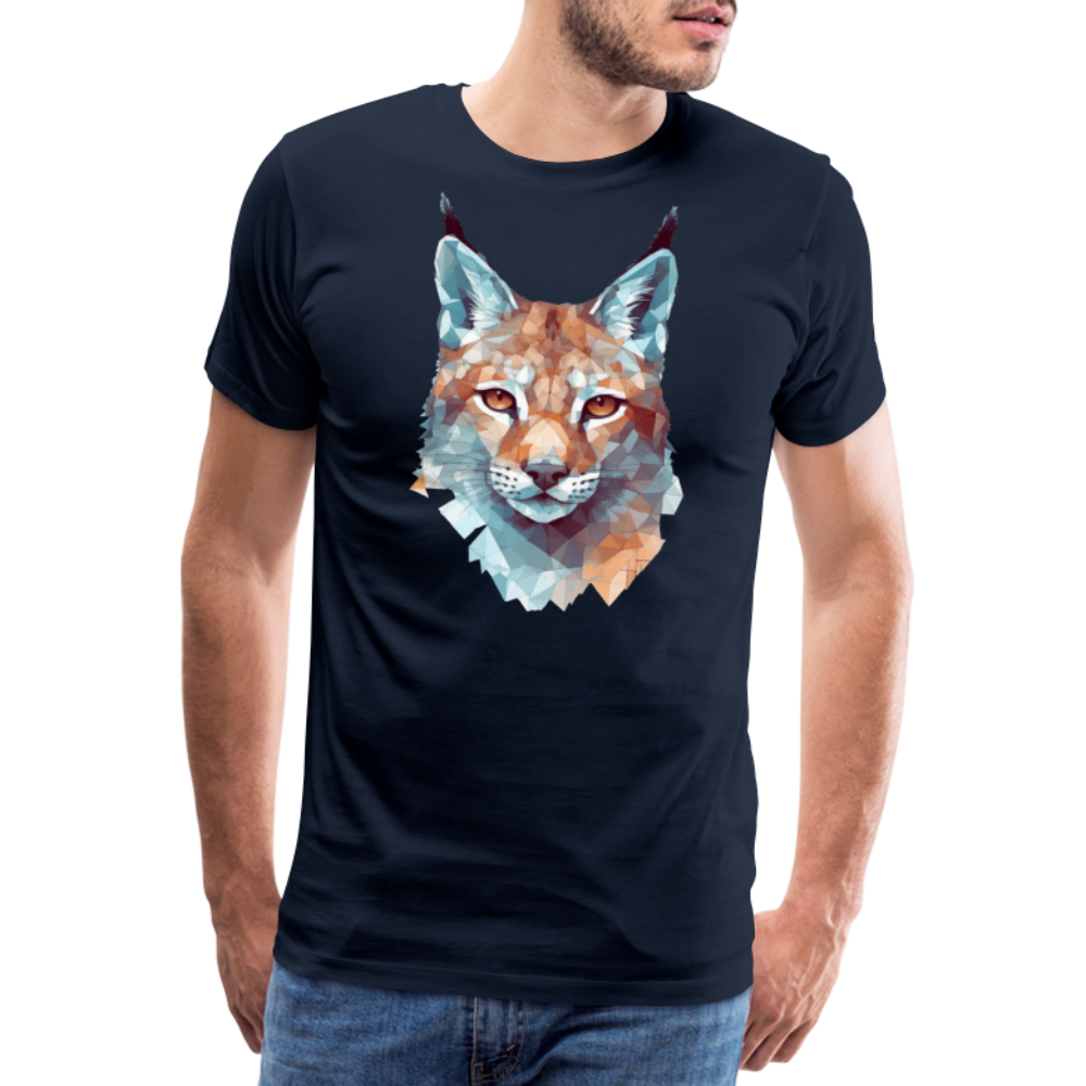 Geometrischer Luchs in Wasserfarben Optik - T-Shirt Männer - Navy