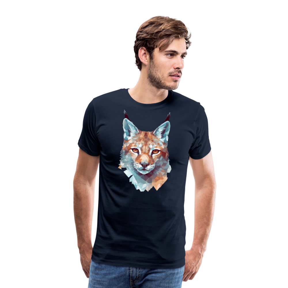 Geometrischer Luchs in Wasserfarben Optik - T-Shirt Männer - Navy