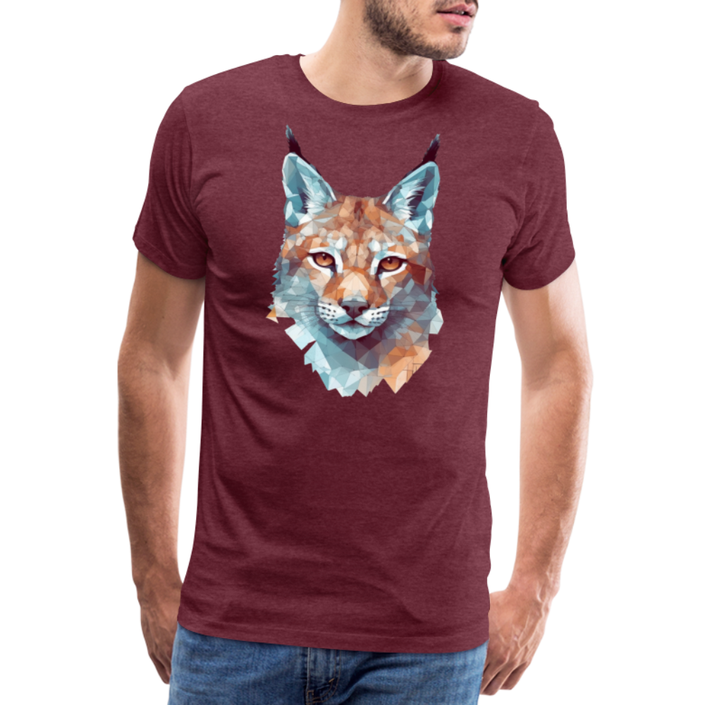 Geometrischer Luchs in Wasserfarben Optik - T-Shirt Männer - Bordeauxrot meliert