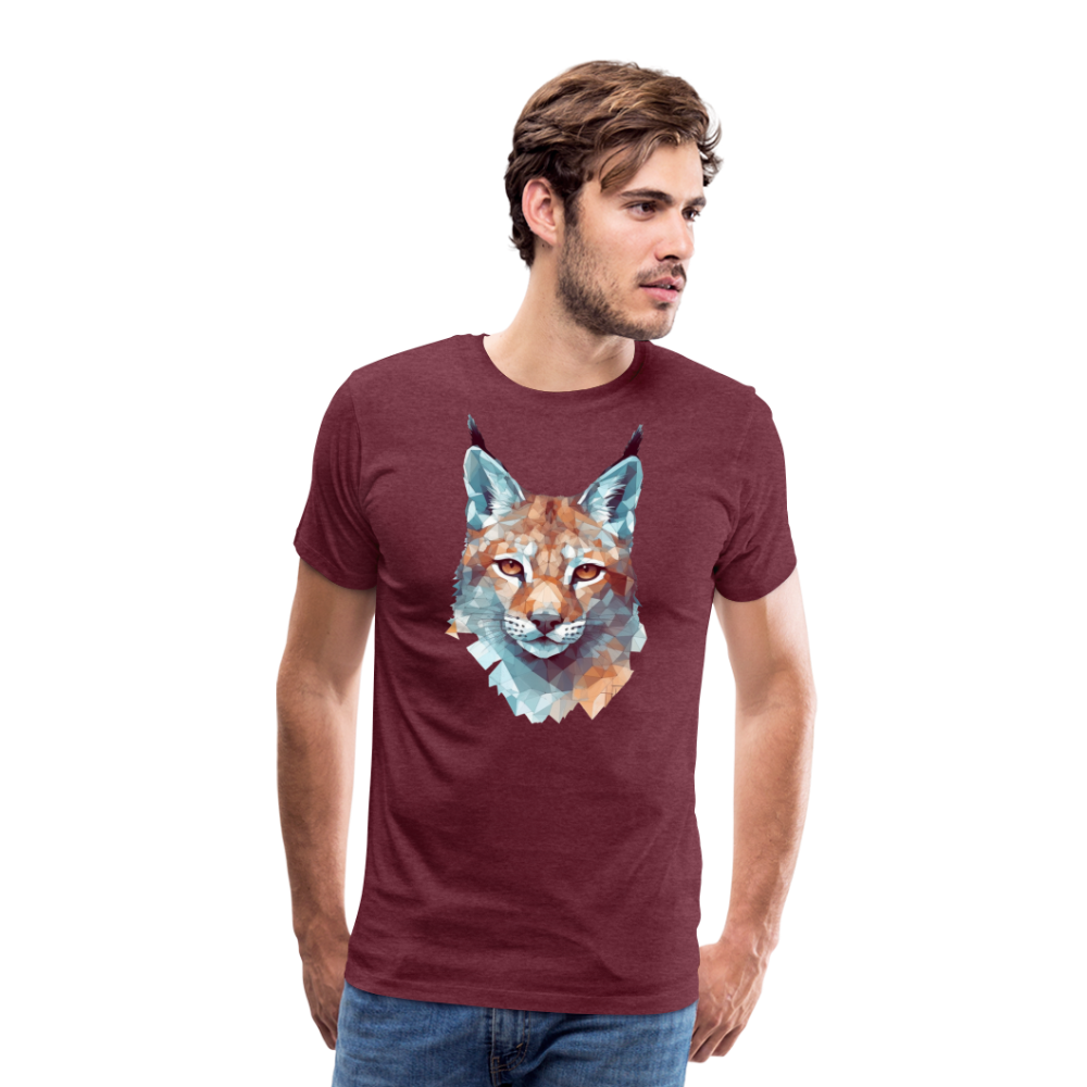 Geometrischer Luchs in Wasserfarben Optik - T-Shirt Männer - Bordeauxrot meliert
