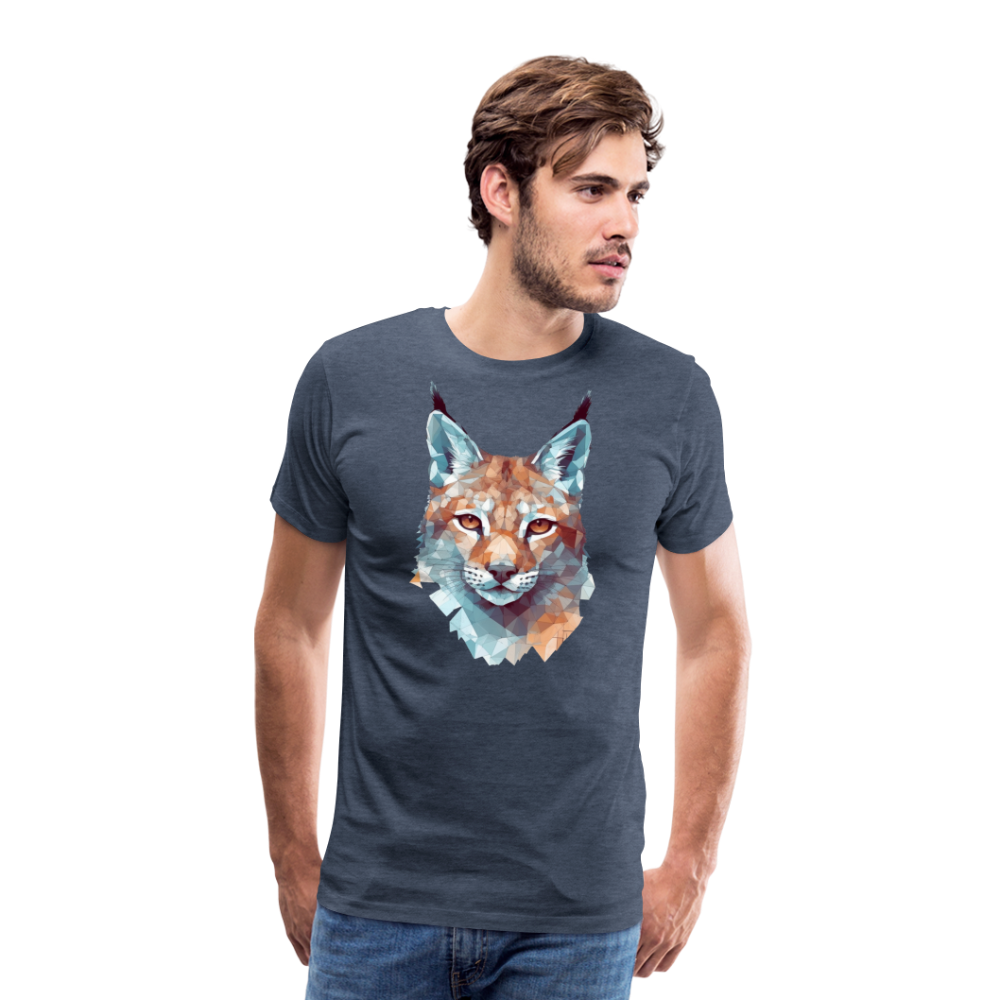 Geometrischer Luchs in Wasserfarben Optik - T-Shirt Männer - Blau meliert