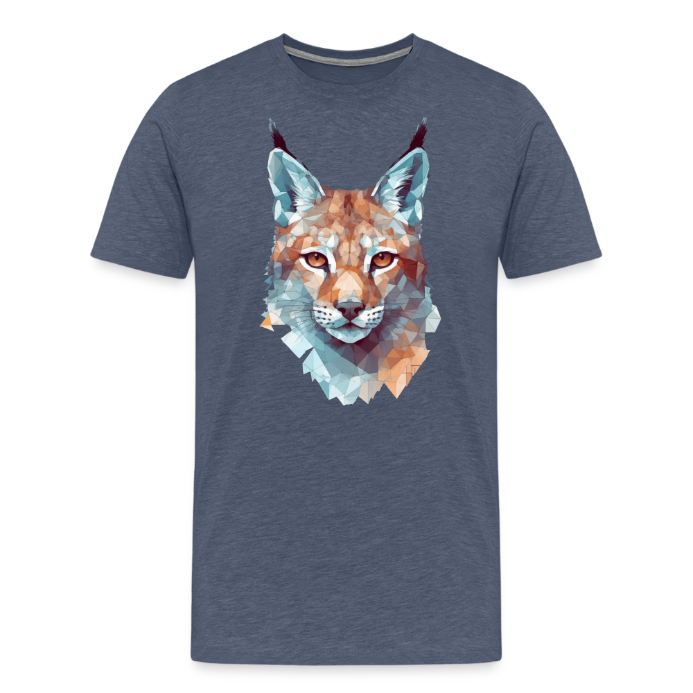 Geometrischer Luchs in Wasserfarben Optik - T-Shirt Männer - Blau meliert