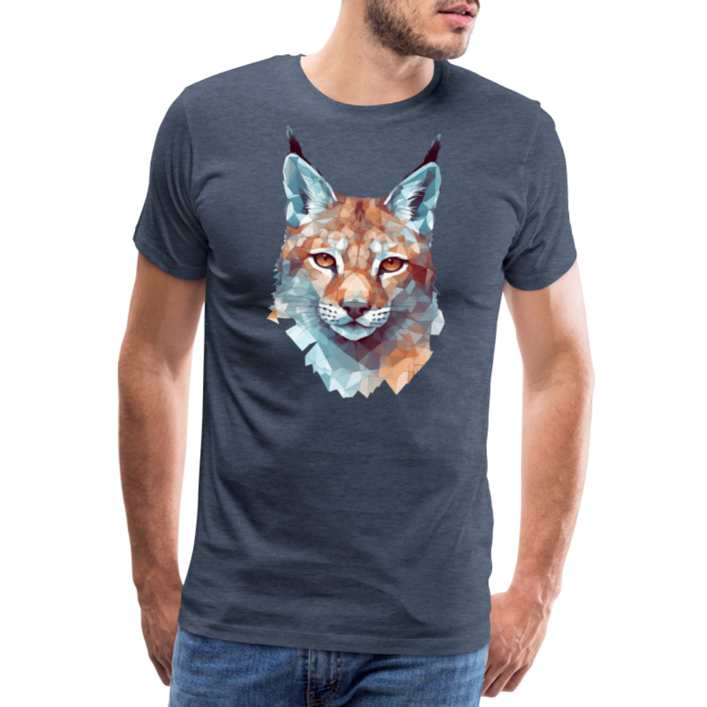Geometrischer Luchs in Wasserfarben Optik - T-Shirt Männer - Blau meliert