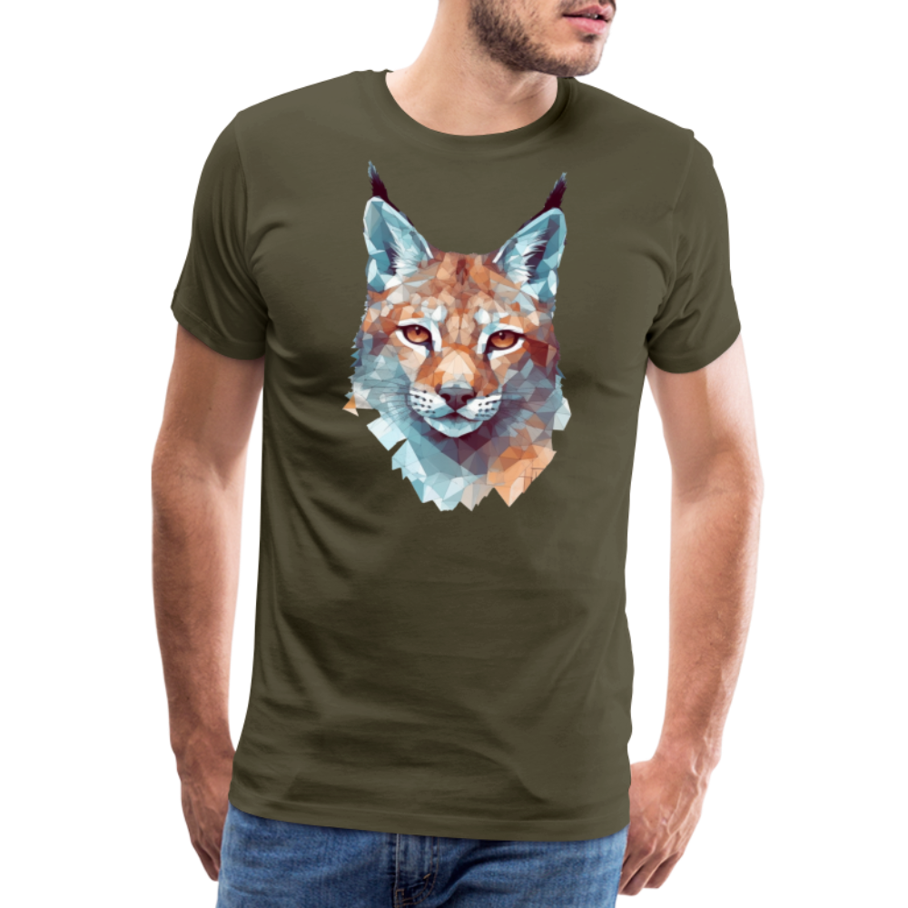 Geometrischer Luchs in Wasserfarben Optik - T-Shirt Männer - Khaki