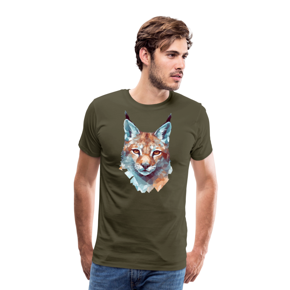 Geometrischer Luchs in Wasserfarben Optik - T-Shirt Männer - Khaki