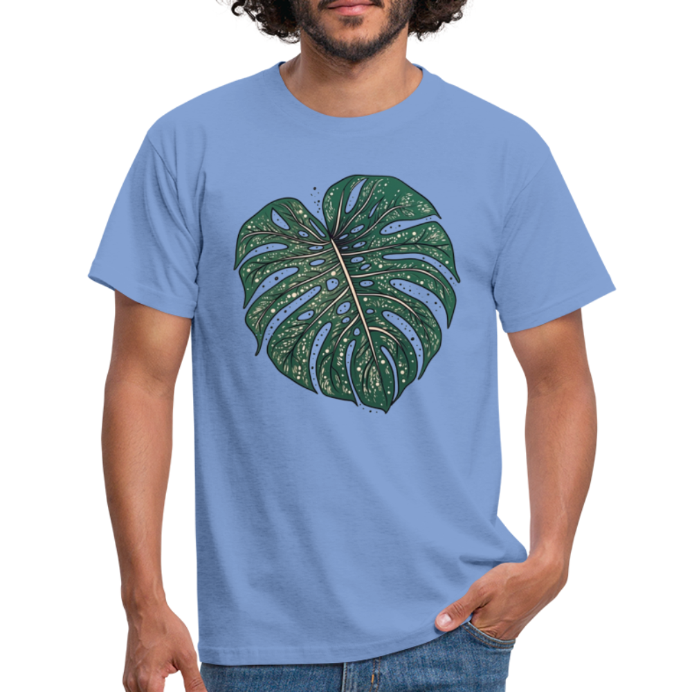 Gepunktetes Monstera Blatt, Pflanzen Motiv - Männer T-Shirt - carolina blue