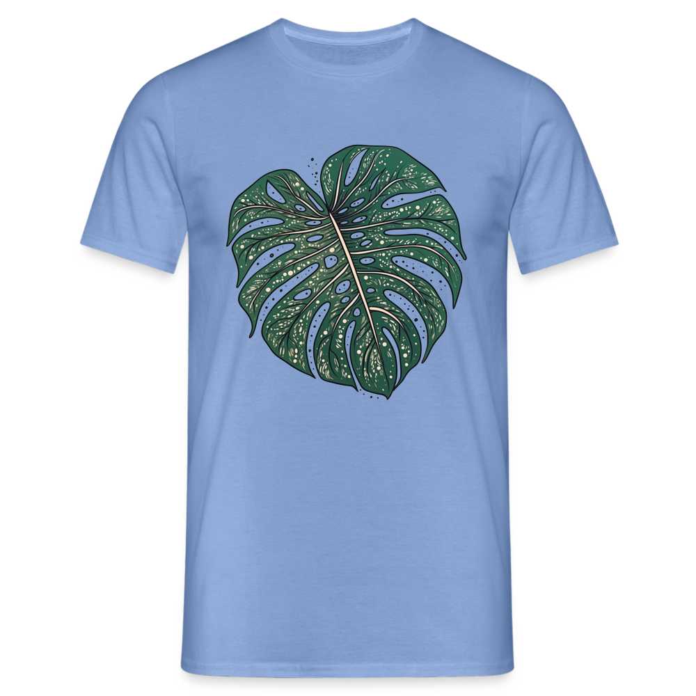 Gepunktetes Monstera Blatt, Pflanzen Motiv - Männer T-Shirt - carolina blue