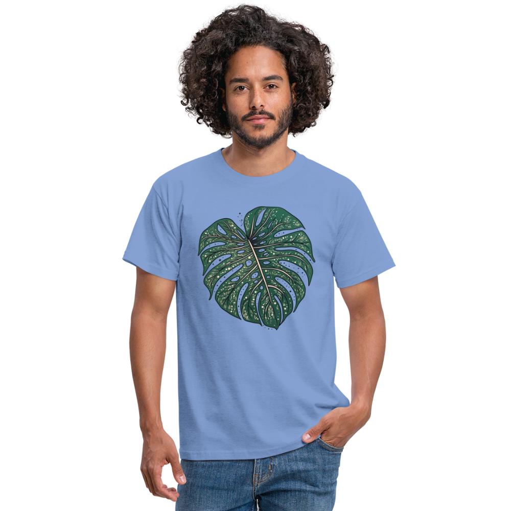 Gepunktetes Monstera Blatt, Pflanzen Motiv - Männer T-Shirt - carolina blue
