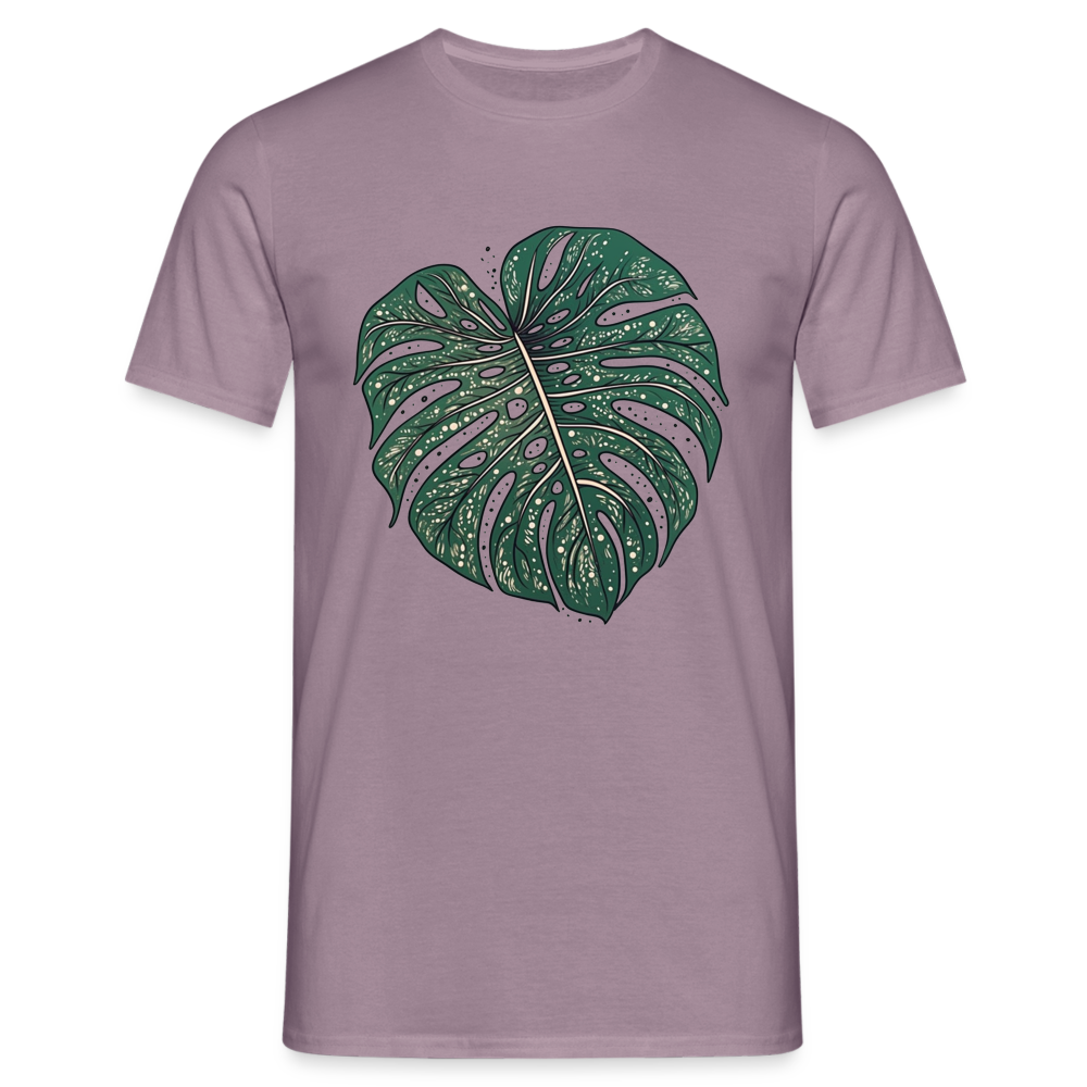 Gepunktetes Monstera Blatt, Pflanzen Motiv - Männer T-Shirt - Lilagrau