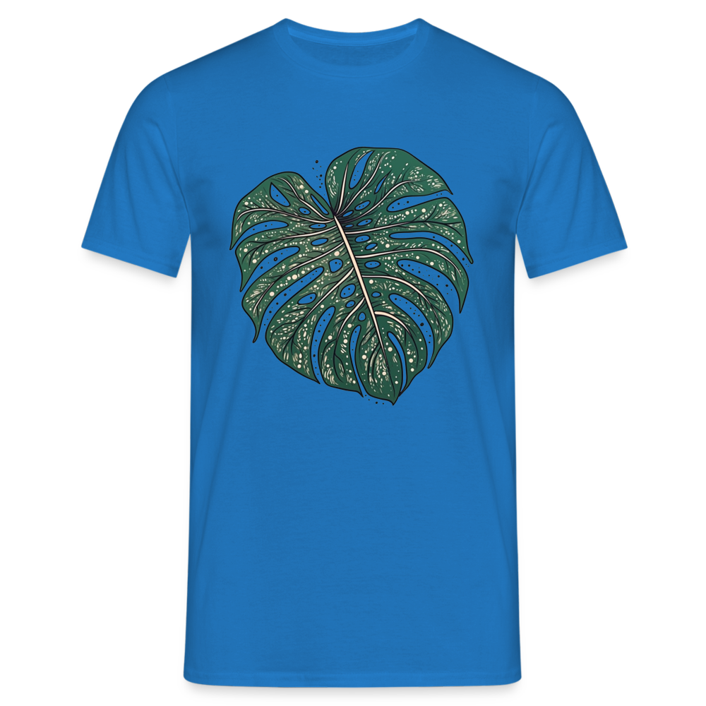 Gepunktetes Monstera Blatt, Pflanzen Motiv - Männer T-Shirt - Royalblau