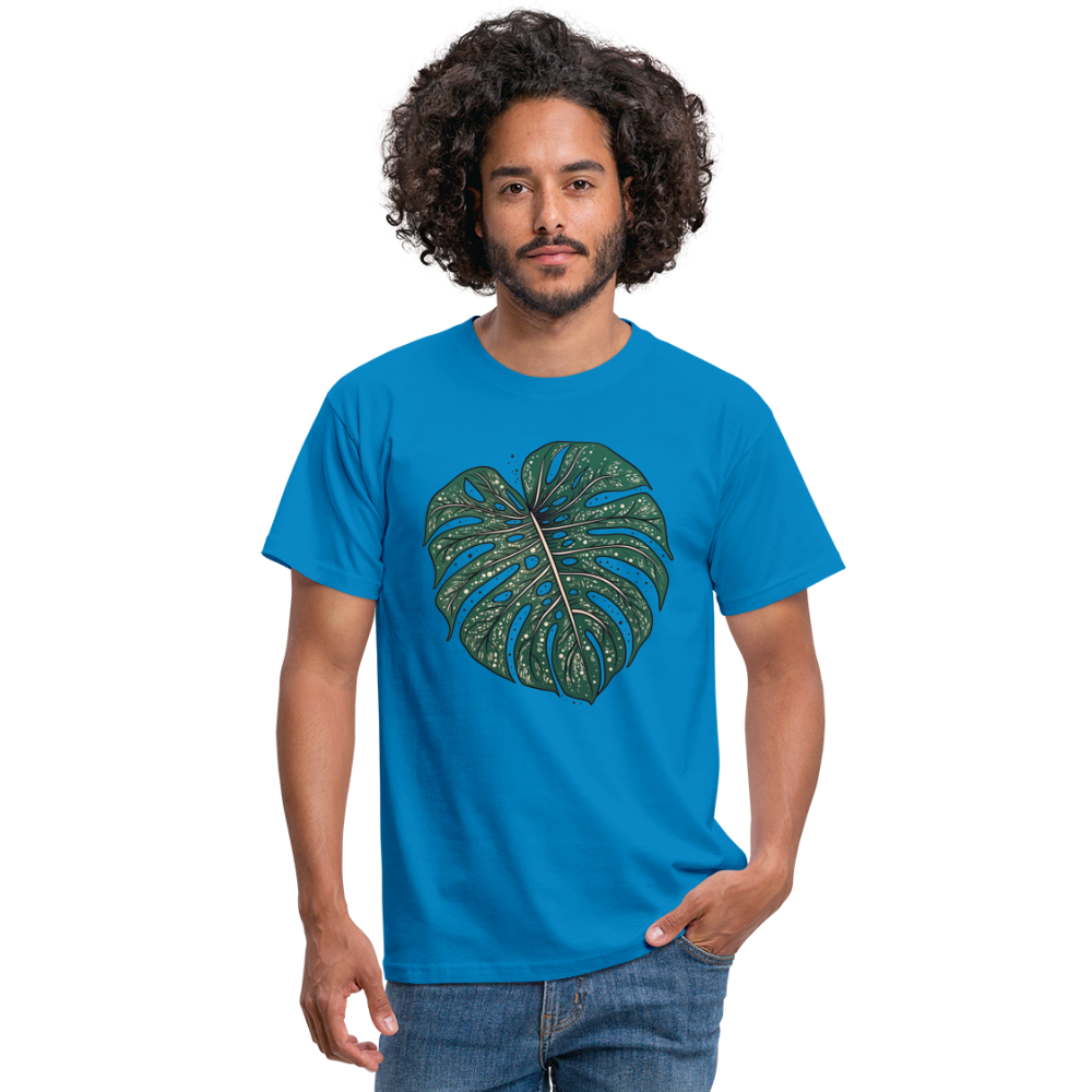Gepunktetes Monstera Blatt, Pflanzen Motiv - Männer T-Shirt - Royalblau