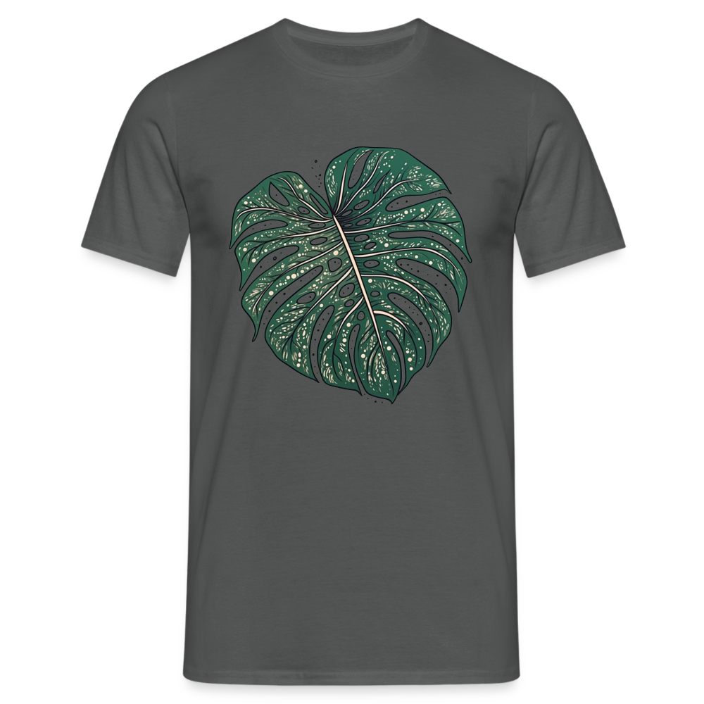 Gepunktetes Monstera Blatt, Pflanzen Motiv - Männer T-Shirt - Anthrazit