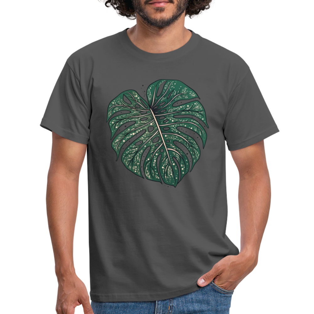 Gepunktetes Monstera Blatt, Pflanzen Motiv - Männer T-Shirt - Anthrazit