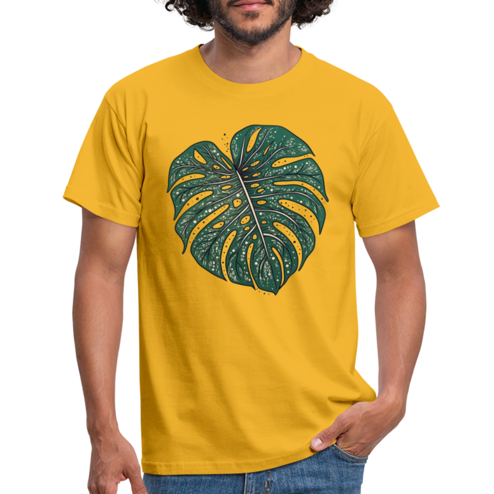 Gepunktetes Monstera Blatt, Pflanzen Motiv - Männer T-Shirt - Gelb