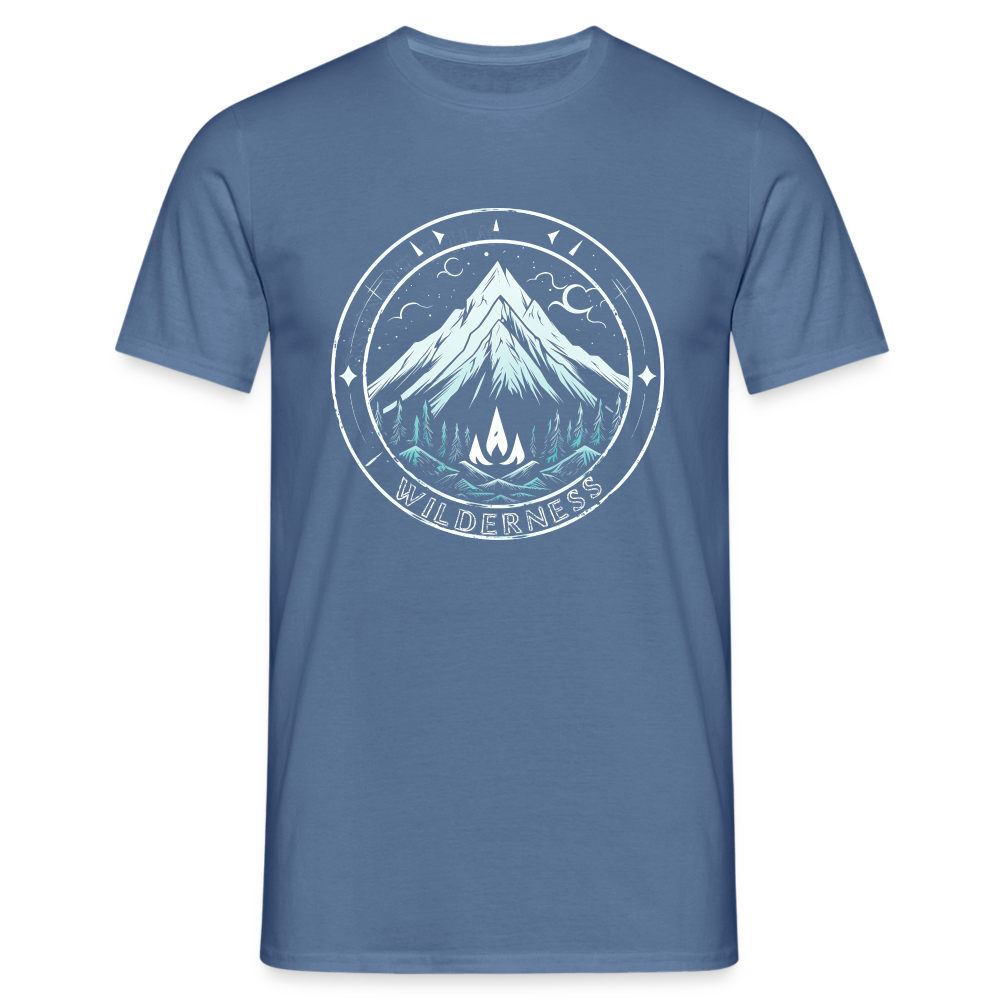 Cooles Wanderer Motiv mit Lagerfeuer - Männer T-Shirt - Taubenblau