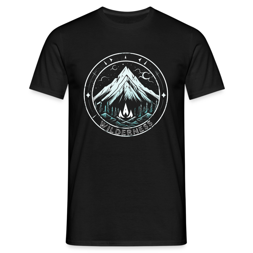 Cooles Wanderer Motiv mit Lagerfeuer - Männer T-Shirt - Schwarz