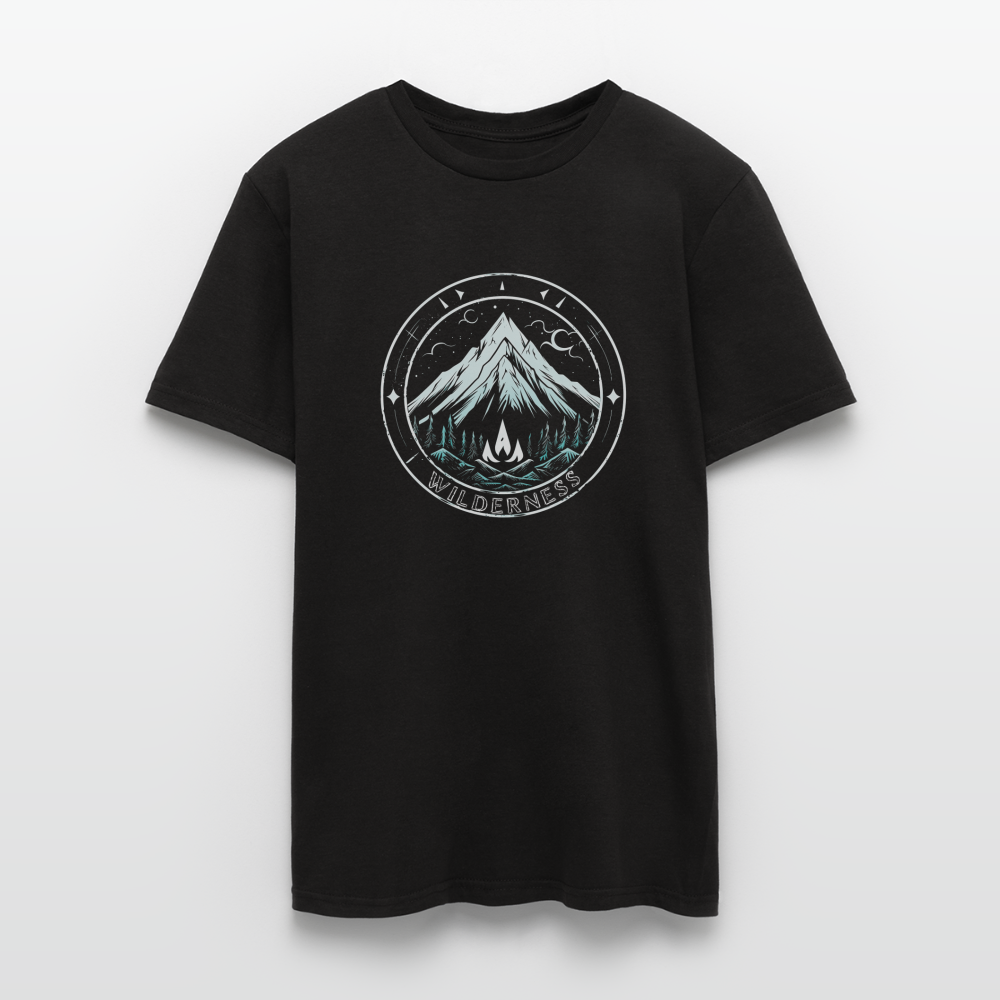 Cooles Wanderer Motiv mit Lagerfeuer - Männer T-Shirt - Schwarz