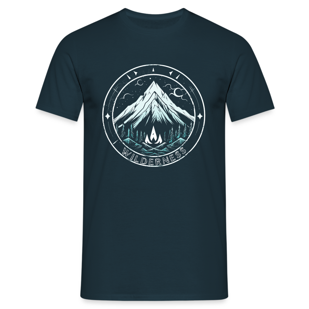 Cooles Wanderer Motiv mit Lagerfeuer - Männer T-Shirt - Navy