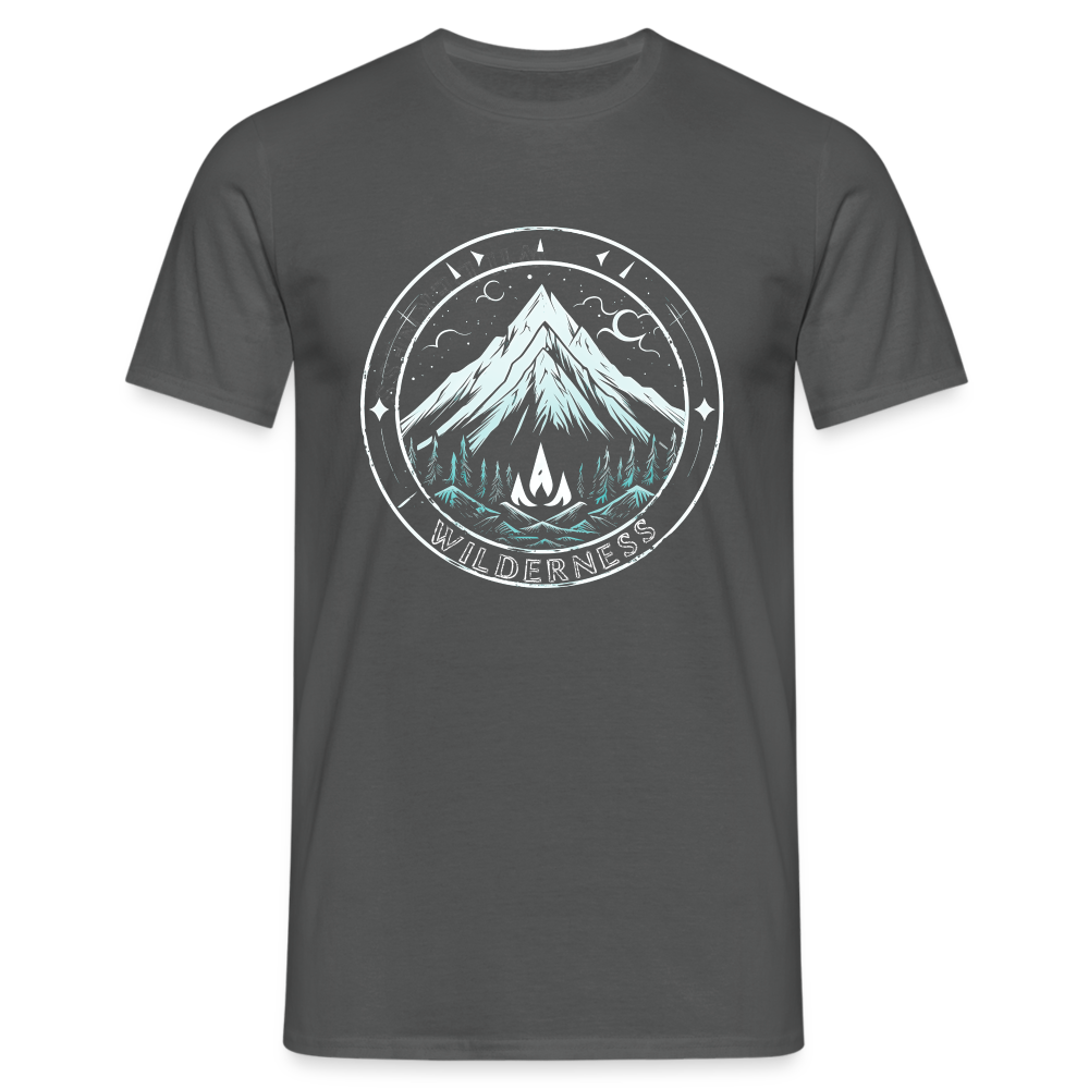 Cooles Wanderer Motiv mit Lagerfeuer - Männer T-Shirt - Anthrazit