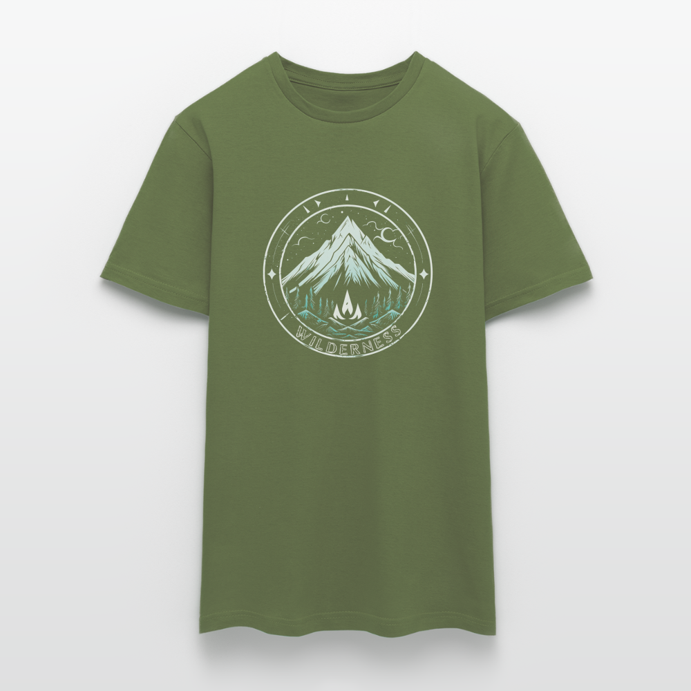 Cooles Wanderer Motiv mit Lagerfeuer - Männer T-Shirt - Militärgrün