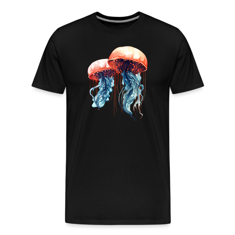 Rosa Blaue Aquarell Quallen - Männer Premium T-Shirt - Schwarz