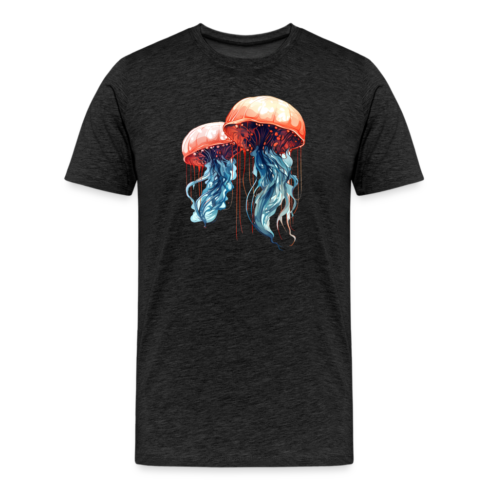 Rosa Blaue Aquarell Quallen - Männer Premium T-Shirt - Anthrazit