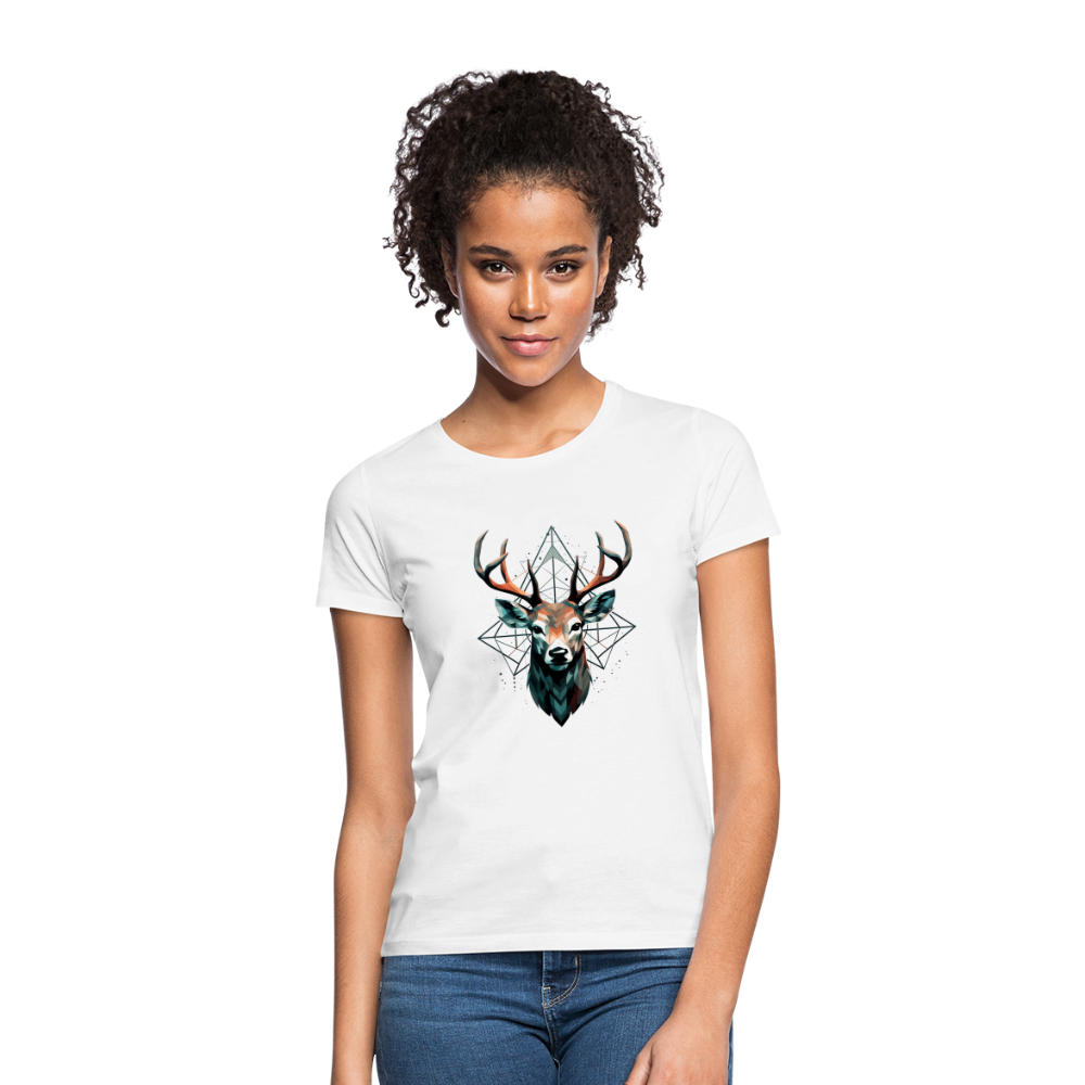 Geometrischer Hirsch mit geometrischen Mustern - Frauen T-Shirt - Weiß